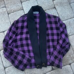 Kensington square Purple and Black Checkered Blazer 80s y2k style